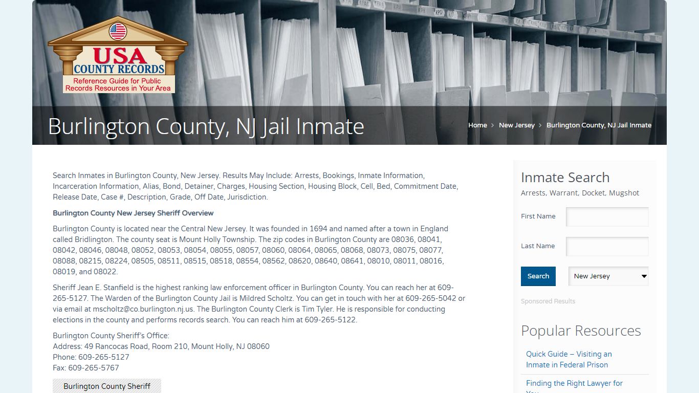 Burlington County, NJ Jail Inmate | Name Search